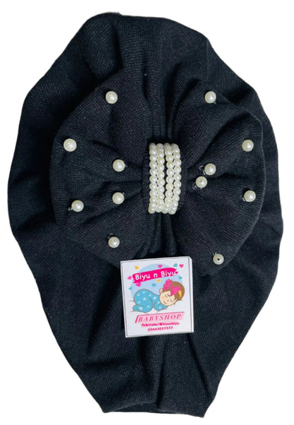 Biyu n Biyu Z-Pearl work Turban Cap For Baby Girls