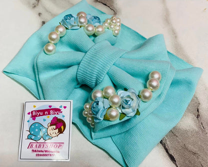 Biyu N Biyu Flower and Pearl Work Headband for Baby Girls