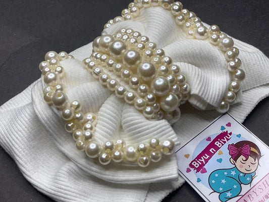 Biyu N Biyu Full bow Pearl Work Headbands for Baby Girls