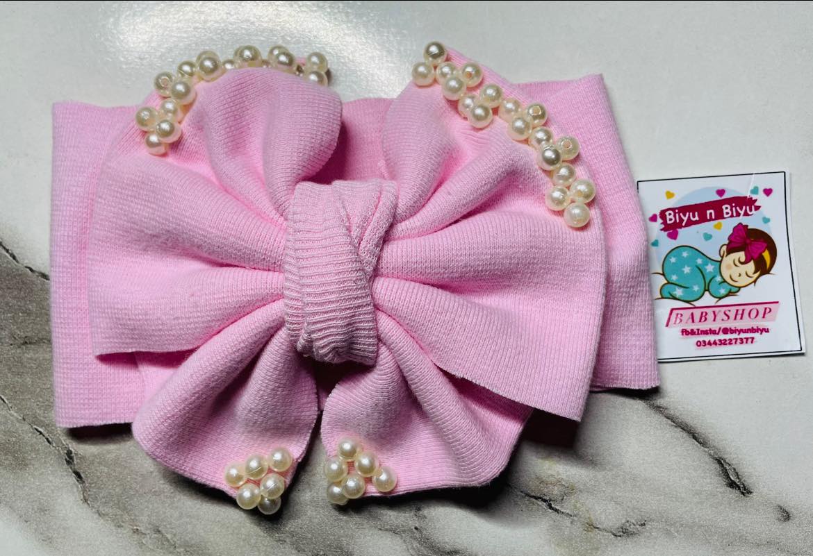 Biyu n Biyu Unique Pearl work Bow Headbands for baby Girls