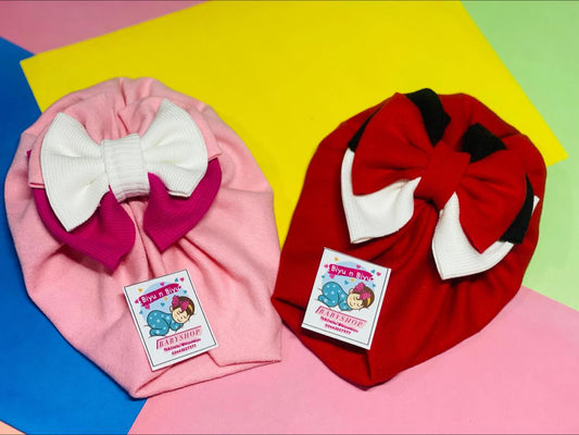 Biyu n Biyu 3 Bow Turban Cap for Baby Girls