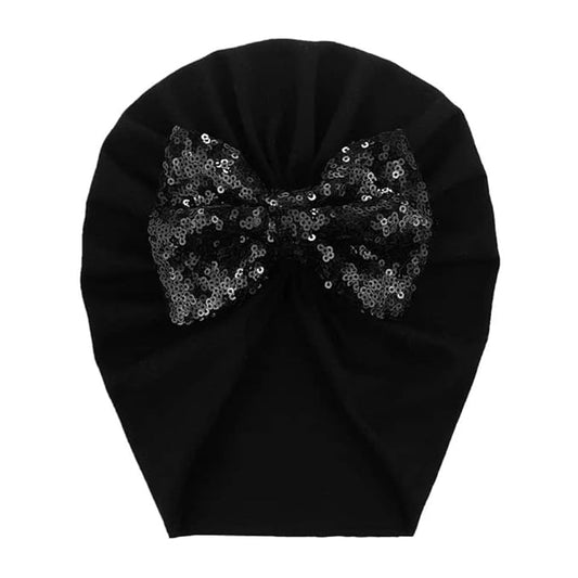 Biyu n Biyu Sequin Bow Turban Caps for Baby Girls