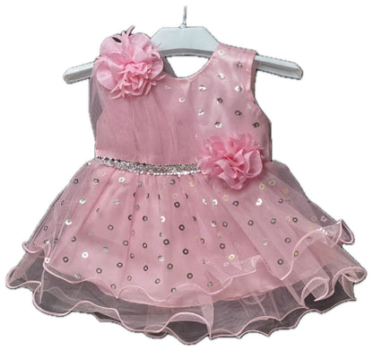 Baby Pink Fancy Frock for Baby Girls RN-01